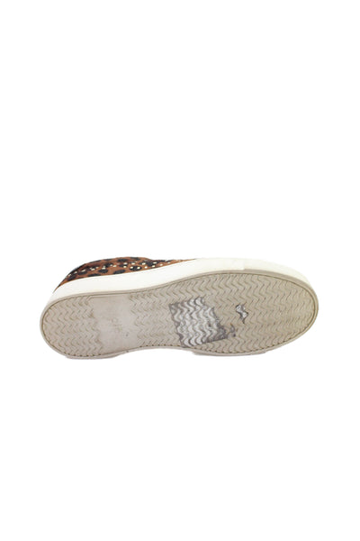 Joie Womens Lace Up Leopard Print Pony Hair Studded Sneakers Brown Size 38.5