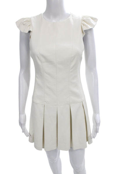 Alice + Olivia Women Fit & Flare Mini Dress White Polyurethane Size 2