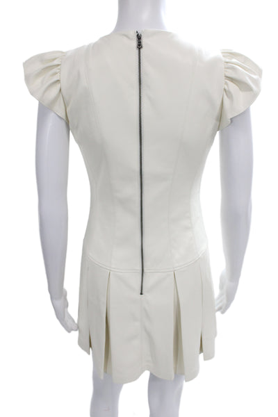 Alice + Olivia Women Fit & Flare Mini Dress White Polyurethane Size 2
