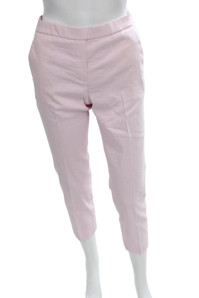 Theory Womens Cropped Ankle Dress Pants Pink Linen Viscose Size 00