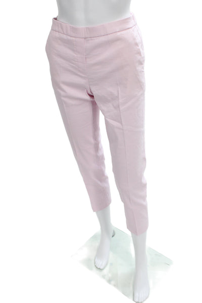 Theory Womens Cropped Ankle Dress Pants Pink Linen Viscose Size 00