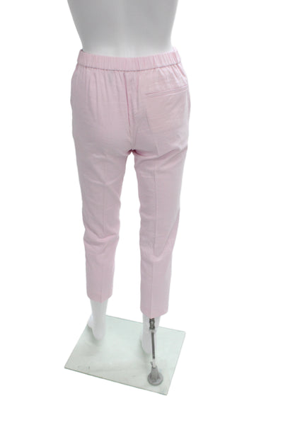 Theory Womens Cropped Ankle Dress Pants Pink Linen Viscose Size 00