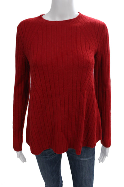 Theory Women Red Striped Wool Cashmere Crew Neck Pullover Long Sleeve Size XS