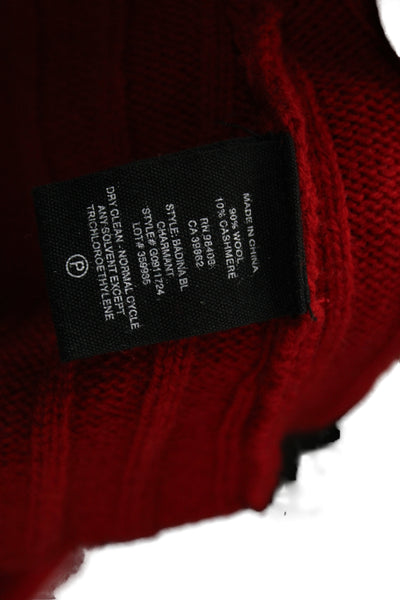Theory Women Red Striped Wool Cashmere Crew Neck Pullover Long Sleeve Size XS