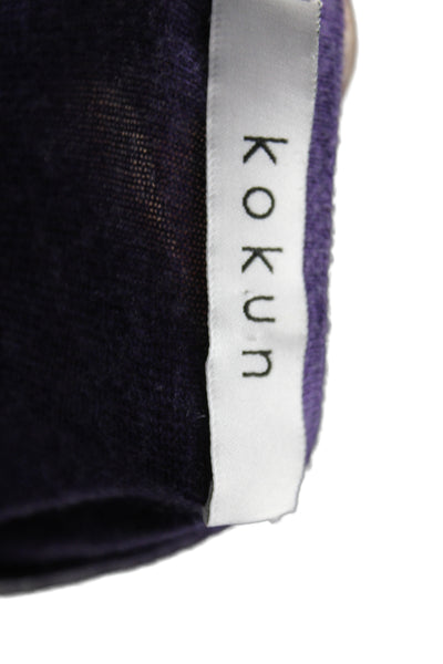 Kokun Women Basic Purple Long Sleeve T-Shirt Crew Neck Solid Size S