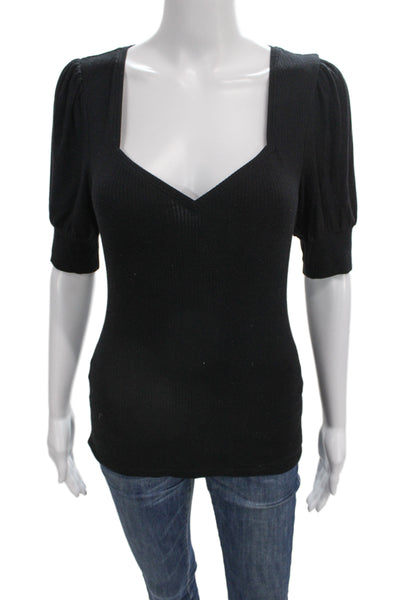 Paige Womens Black V-Neck 3/4 Sleeve Top Rayon Spandex Size XS