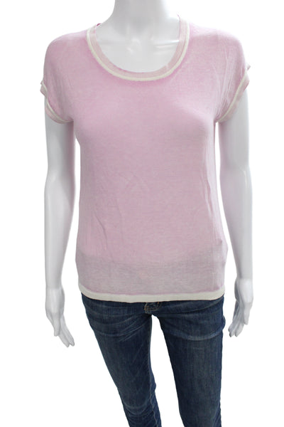 Kokun Womens Basic Pink Bamboo Cashmere Crew Neck Short Sleeve T-Shirt Size XS