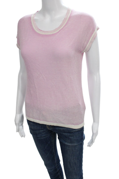 Kokun Womens Basic Pink Bamboo Cashmere Crew Neck Short Sleeve T-Shirt Size XS