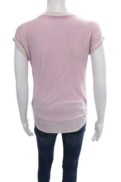 Kokun Womens Basic Pink Bamboo Cashmere Crew Neck Short Sleeve T-Shirt Size XS
