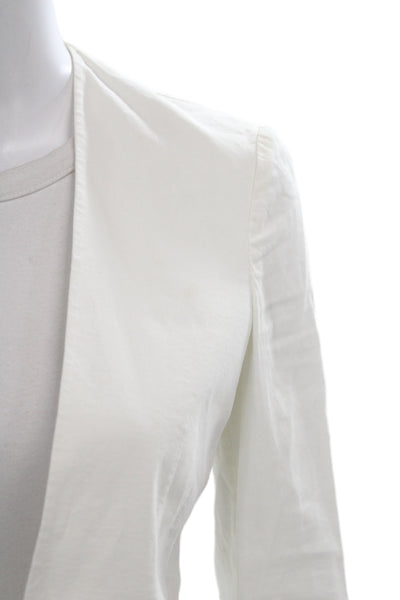Theory Womens Classic White Linen Blend Blazer Long Sleeve Size 0