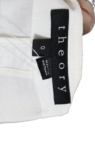 Theory Womens Classic White Linen Blend Blazer Long Sleeve Size 0