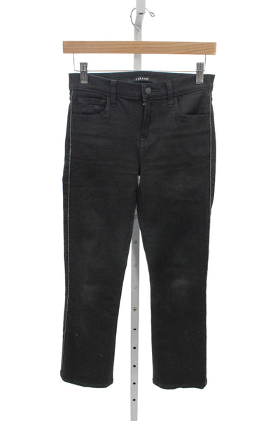 J Brand Womens Black Skinny Cropped Jeans Size 25