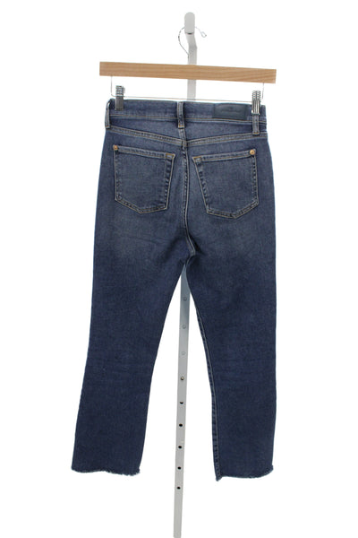 7 For All Mankind Women Cropped Ankle Jeans Dark Blue Mid Rise Size 25