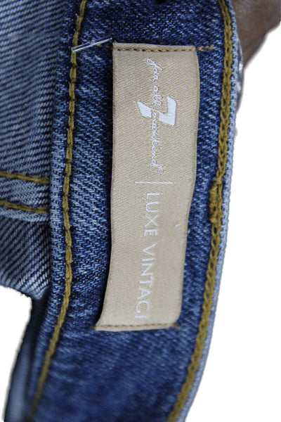 7 For All Mankind Women Cropped Ankle Jeans Dark Blue Mid Rise Size 25