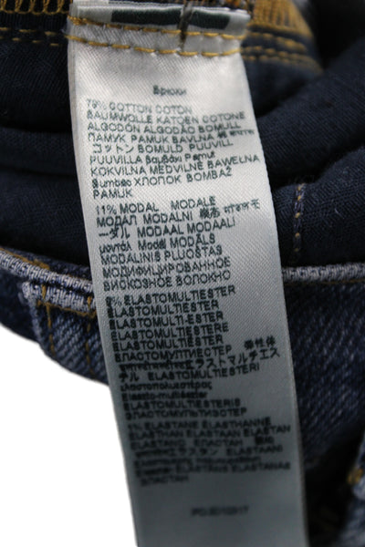 7 For All Mankind Women Cropped Ankle Jeans Dark Blue Mid Rise Size 25