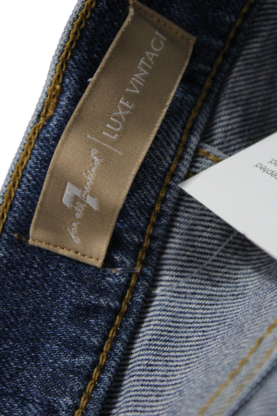 7 For All Mankind Women Cropped Ankle Jeans Dark Blue Mid Rise Size 25