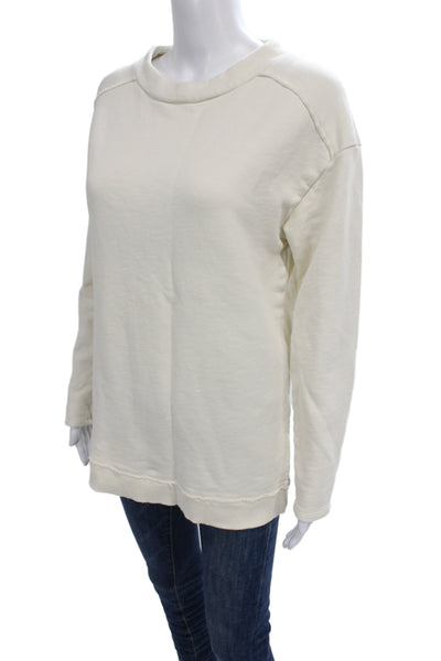 Pilcro Anthropologie Womens Beige Cotton Pullover Sweatshirt Long-Sleeve Size S