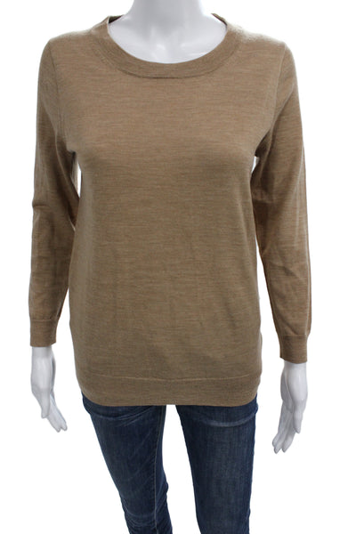 J Crew Unisex Pullover Sweater Brown Merino Wool Crew Neck Size S