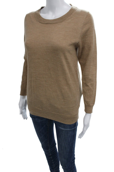 J Crew Unisex Pullover Sweater Brown Merino Wool Crew Neck Size S
