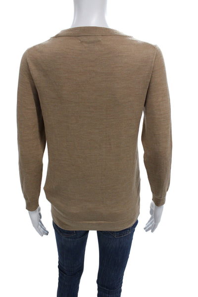J Crew Unisex Pullover Sweater Brown Merino Wool Crew Neck Size S