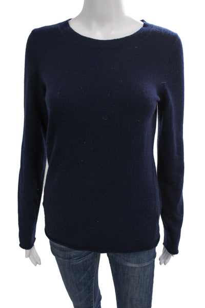 J Crew Women Dark Blue Cashmere Crewneck Pullover Longsleeve Size S