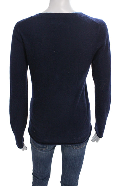 J Crew Women Dark Blue Cashmere Crewneck Pullover Longsleeve Size S