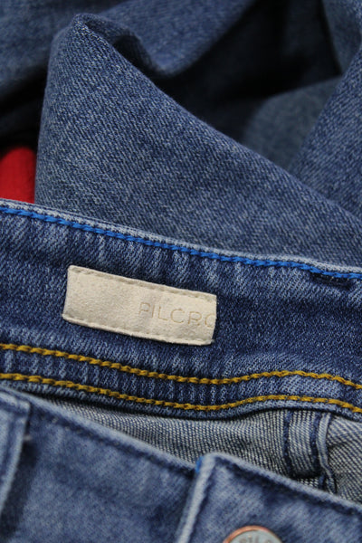 Pilcro Anthropologie Womens Skinny Ankle Jeans Blue Hi Rise Button Size 26 Tall