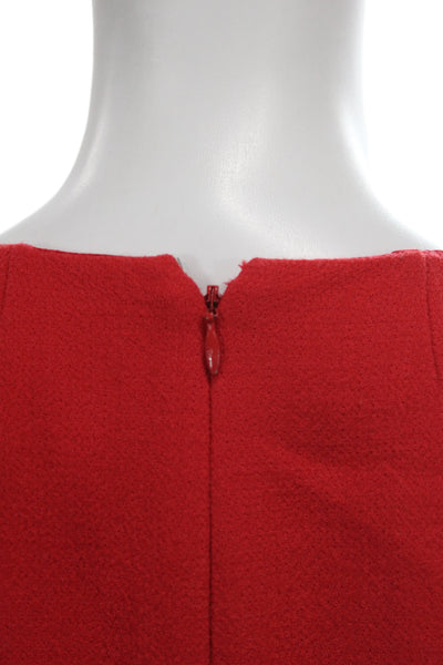 J Crew Collection Womens Sheath Dress Red Wool Long Sleeve Knee Zip Size 2 Tall