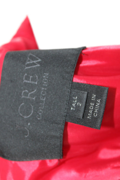 J Crew Collection Womens Sheath Dress Red Wool Long Sleeve Knee Zip Size 2 Tall