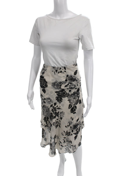Lauren Ralph Lauren Women A-Line Wrap Silk Floral Skirt Beige Size 18