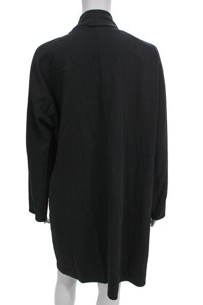 Piazza Sempione Women Shift Dress Black Long Sleeve Virgin Wool Size 48