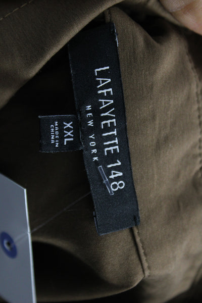Lafayette 148 New York Womens Shirt Dress Brown Button Midi Army Size 2XL