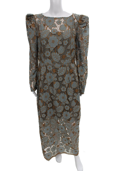 Elliatt Womens Sheath Maxi Floral Brown Long Sleeve Round Neck Dress Size XL
