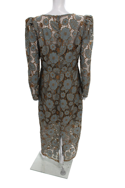 Elliatt Womens Sheath Maxi Floral Brown Long Sleeve Round Neck Dress Size XL