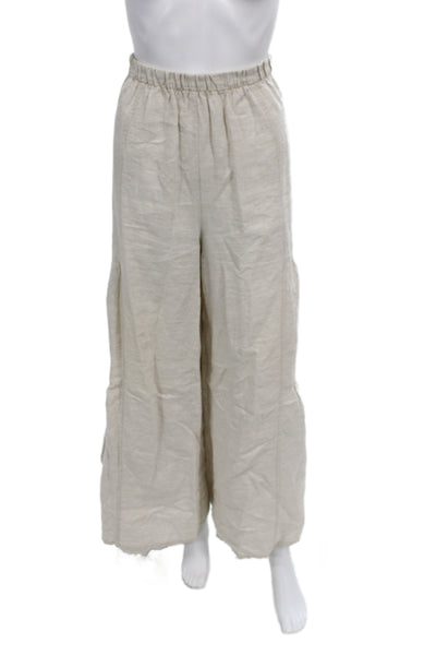 Match Point Women Bohemian Linen Pants Beige Size L