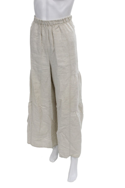 Match Point Women Bohemian Linen Pants Beige Size L