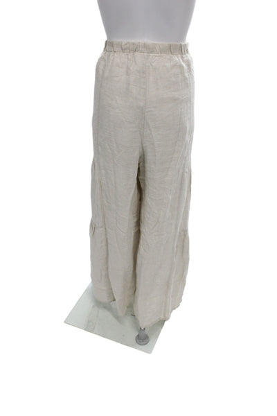 Match Point Women Bohemian Linen Pants Beige Size L