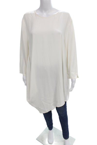 Lafayette 148 New York Womens Shift Blouse White 3/4 Sleeve Size XL