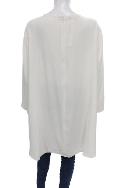 Lafayette 148 New York Womens Shift Blouse White 3/4 Sleeve Size XL