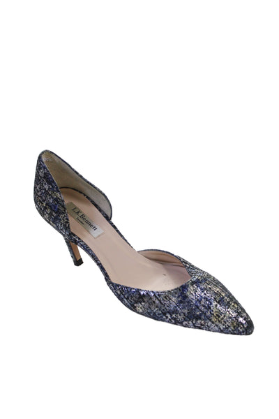 L.K. Bennett Womens Printed Leather High Heels D'Orsay Shoes Blue Size 9