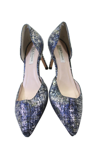 L.K. Bennett Womens Printed Leather High Heels D'Orsay Shoes Blue Size 9