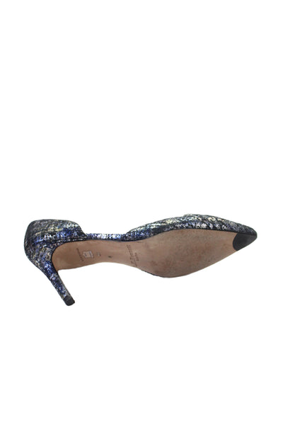 L.K. Bennett Womens Printed Leather High Heels D'Orsay Shoes Blue Size 9