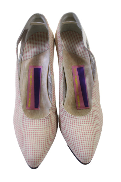 Susan Bennis Warren Edwards Womens Printed Cut Out Heels Pump Shoes Pink Sz 8.5