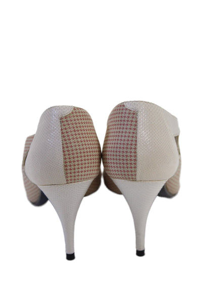 Susan Bennis Warren Edwards Womens Printed Cut Out Heels Pump Shoes Pink Sz 8.5