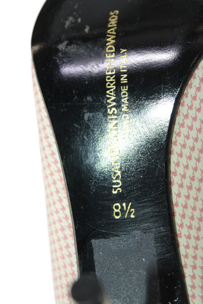 Susan Bennis Warren Edwards Womens Printed Cut Out Heels Pump Shoes Pink Sz 8.5