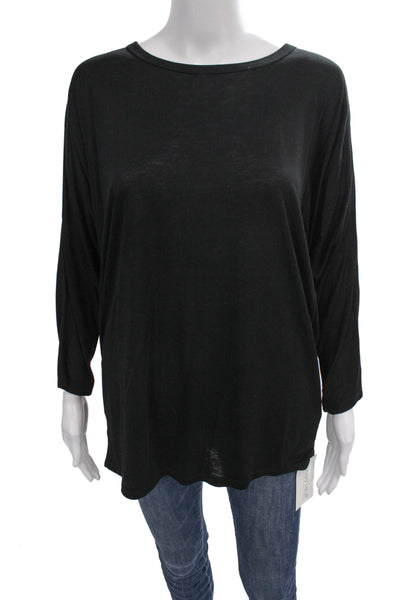 DKNY Women Black Long Sleeve Jersey Round Neck Top Size S