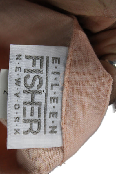 Eileen Fisher Women Sleeveless Linen Tunic Button-Up V-Neck Pink Size 2