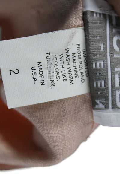 Eileen Fisher Women Sleeveless Linen Tunic Button-Up V-Neck Pink Size 2