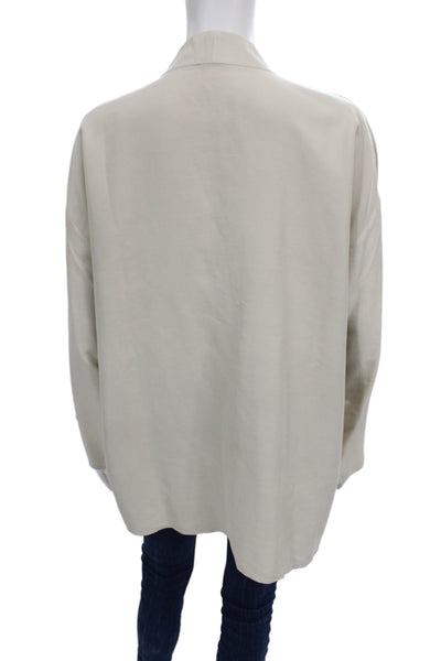 Eileen Fisher Womens Silk Long Sleeve Jacket Beige Solid Size L