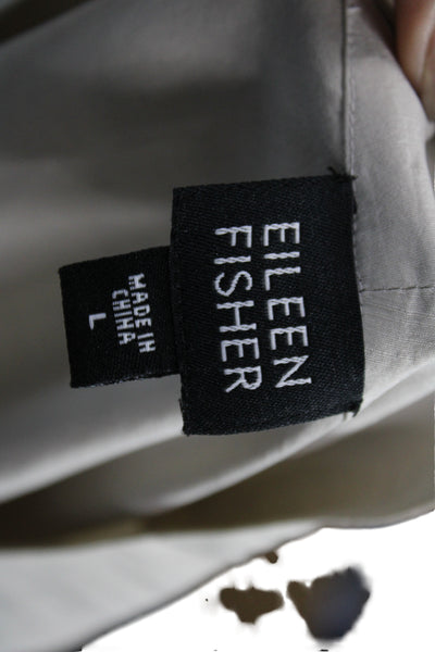 Eileen Fisher Womens Silk Long Sleeve Jacket Beige Solid Size L